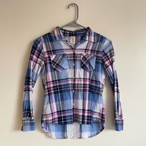 Arizona Girl’s Lace Back Glitter Flannel